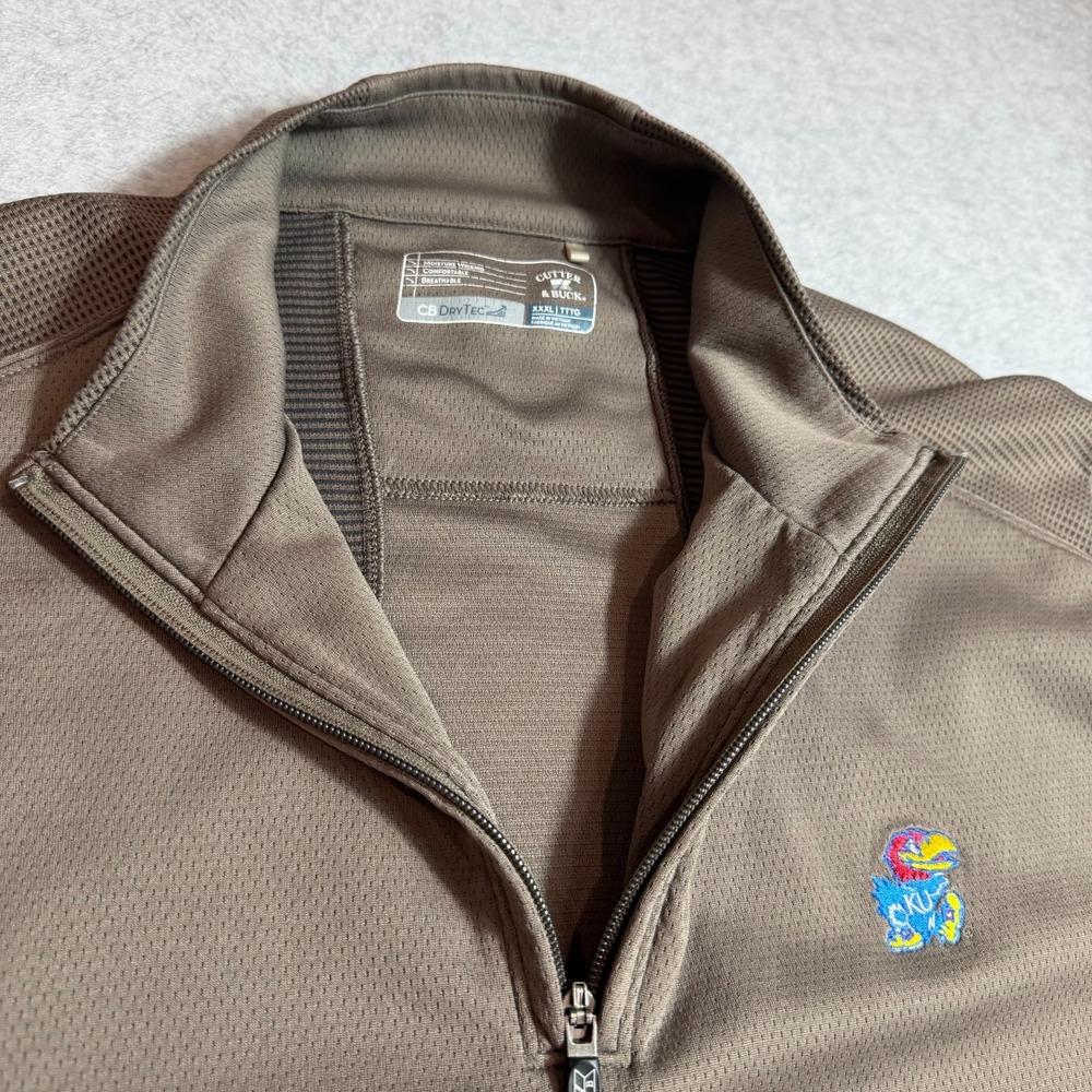 Cutter & Buck Pullover Mens 3XL Brown Kansas Jayhawks DryTec Quarter Zip - Picture 4 of 10